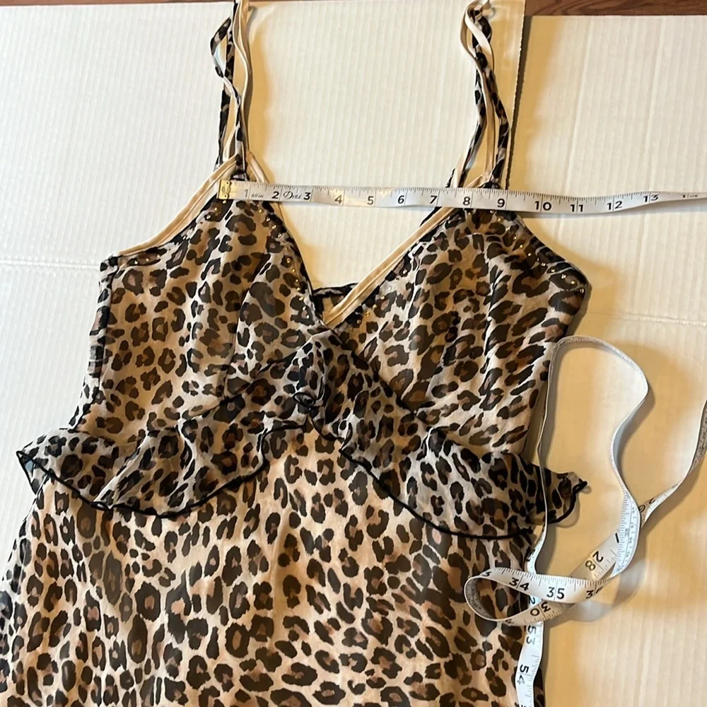 RARE! Y2K-Victoria’s Secret-M-leopard print, chiffon, stud, satin, slip, dress.